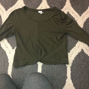 Army green long sleeve crop top